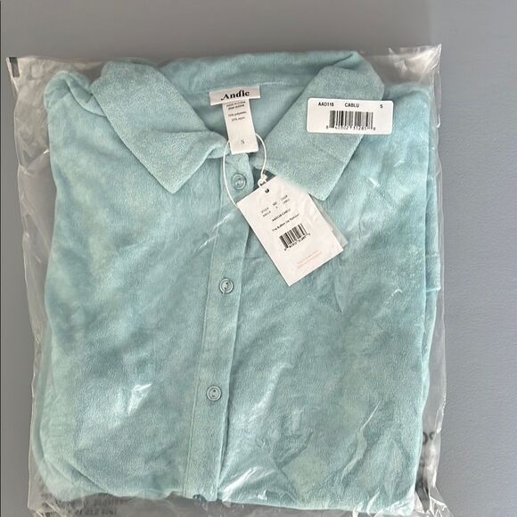 NWT Andie Swim The Palma Terry Button- Up Romper in Cablu Size S - Picture 7 of 7